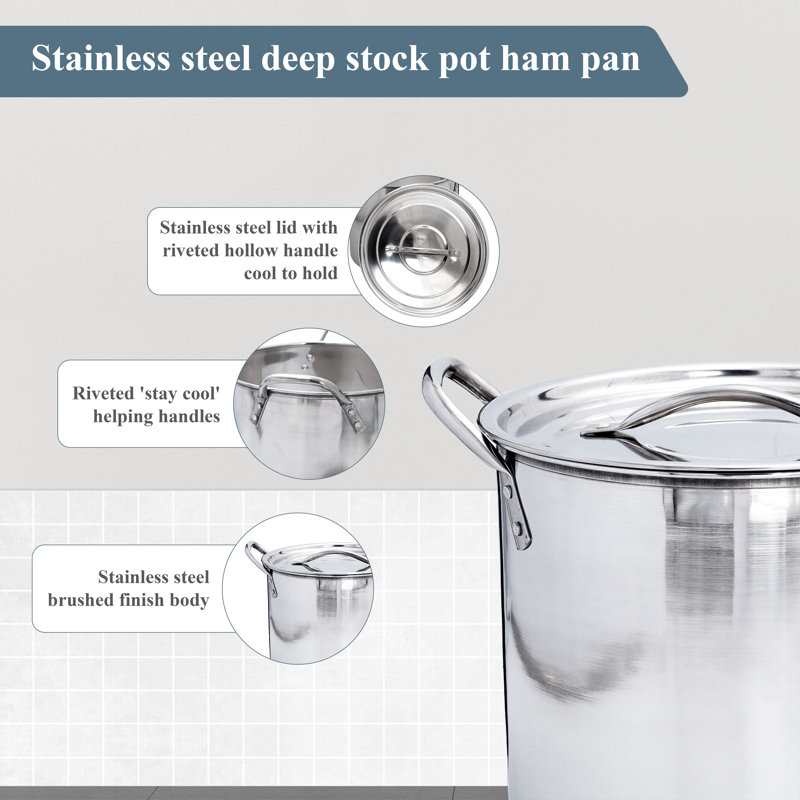 Buckingham Stock Pot with Stainless Steel Lid Multi Purpose Boiling Pot, 19 Liters