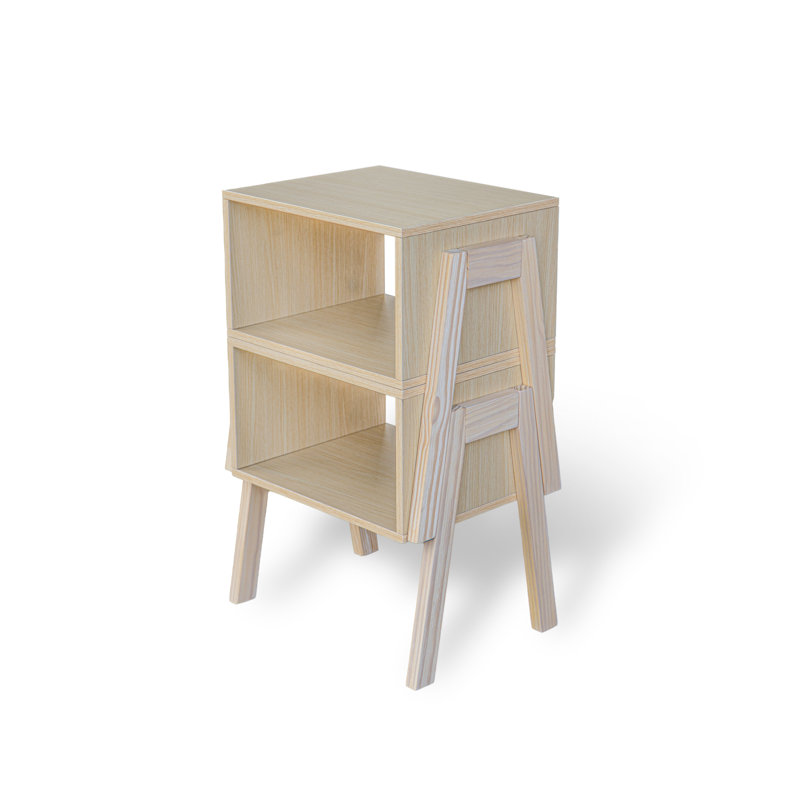 Set of 2 Stackable Accent Table Livingroom, Solid Pine Wood Coach Side Tables, Simple Nightstand, Natural Wood