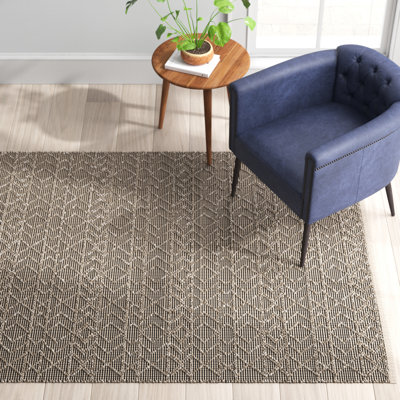 Tapis noir / ivoire tissé à plat à la main Jacksonville