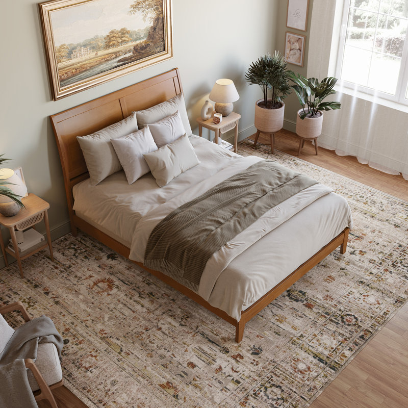 Base de lit en bois massif Nystead, Grand, Caramel clair