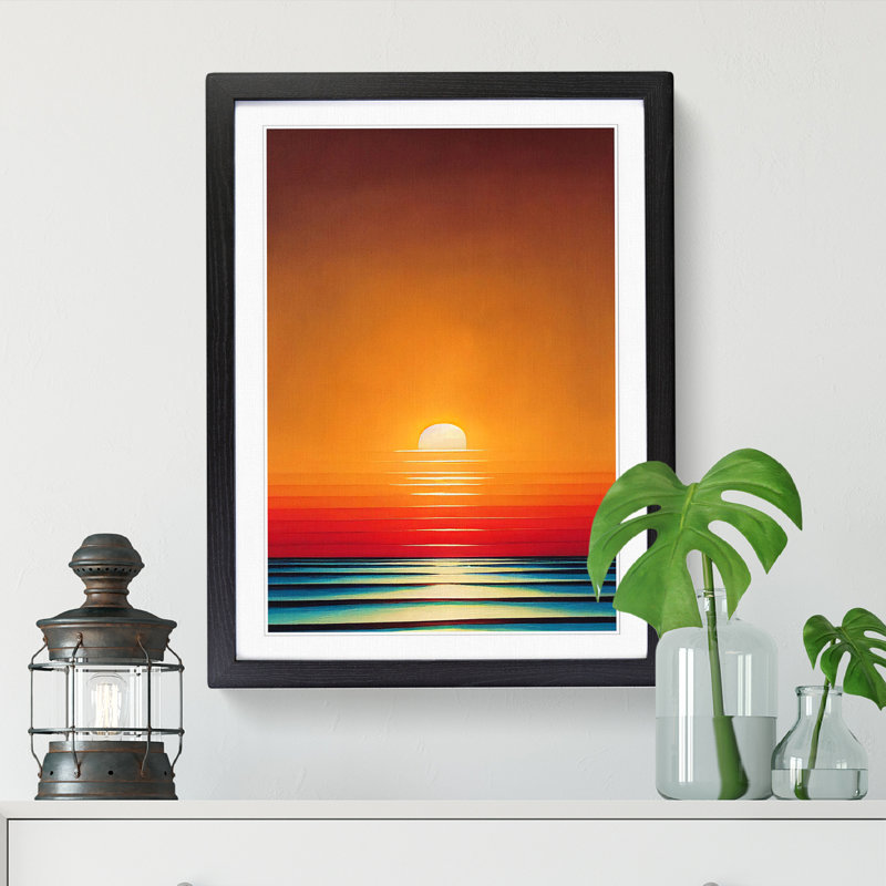 Sunset Gouache - Single Picture Frame Painting, Black, 64cm H x 25cm W x 2cm D
