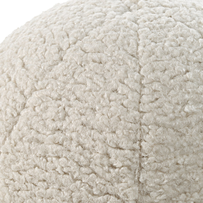 Set of 2 Round Faux Sheepskin Accent Pillows