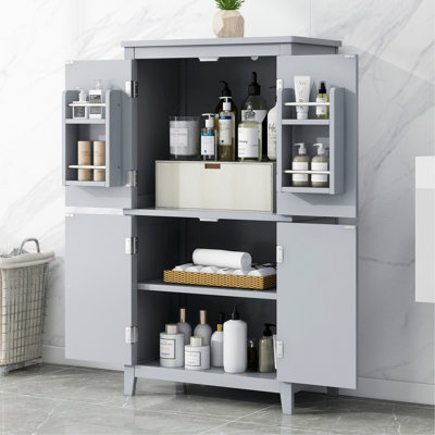 Stylish Storage Cabinet For Bathroom, Bathroom Cabinet, Freestanding Bathroom Storage Cabinet With Adjustable Shelves