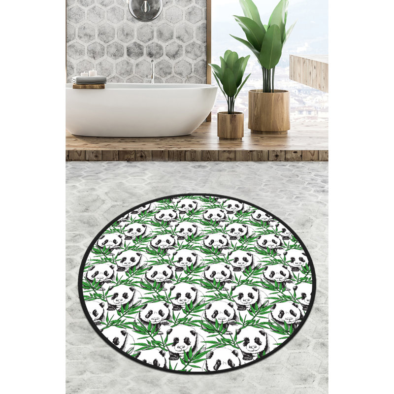 Tapis de bain antibactérien antidérapant, 100% polyester, 47,2 pouces de diamètre | Hauteur des poils de 10 mm, 700 g / m² | Lavable à la machine à 86 ° F | Idéal pour la sécurité de la maison et de la salle de bain, design doux et élégant