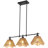 3-Light 35 in Farmhouse Rustic Kitchen Island Pendant Light, Natural Hand-Woven Rattan Hemp Shade, Modern Linear Chandelier