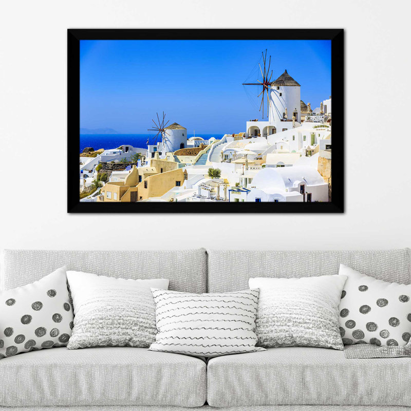 «Grèce», reproduction de photo encadrée, H 21,5 po x l 27,5 po x P 0,75 po, Cadre noir