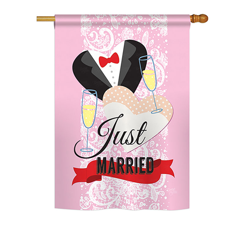 Drapeau de maison à 2 côtés en polyester seulement marié, H 18,5 po x l 13 po