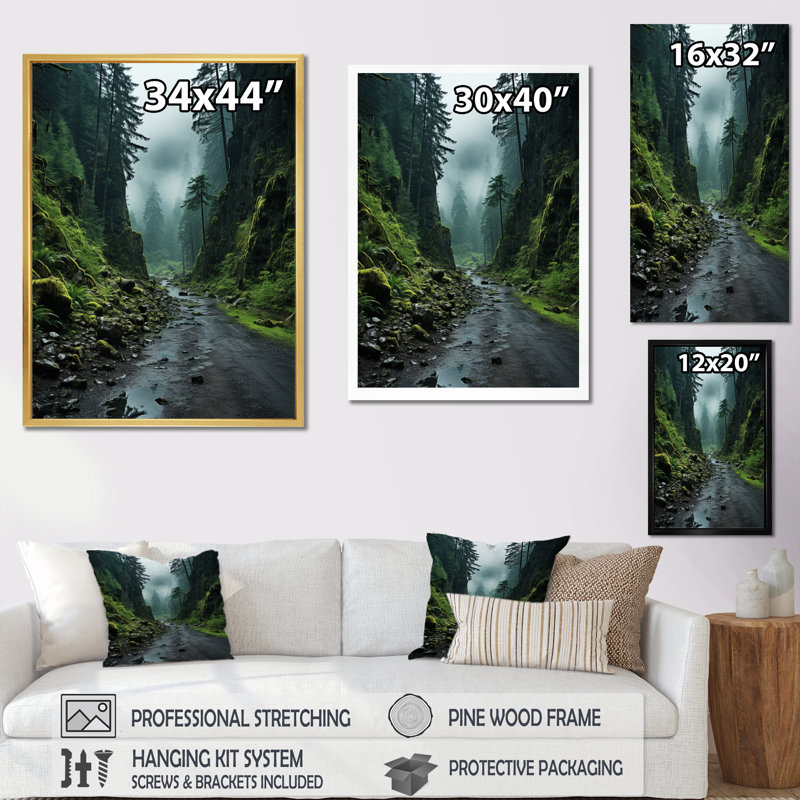 Reproduction d'art sur toile, "Muddy Pathway" par USA, 32" H x 24" W, Cadre flottant blanc