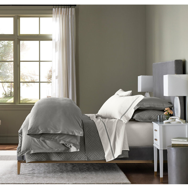 Signature Hemmed Duvet Set, Queen Duvet Cover + 2 Standard Shams, Stone