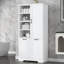  Armoire de rangement pour salle de bain 68 po avec double panier à linge basculant, blanc-1837404934