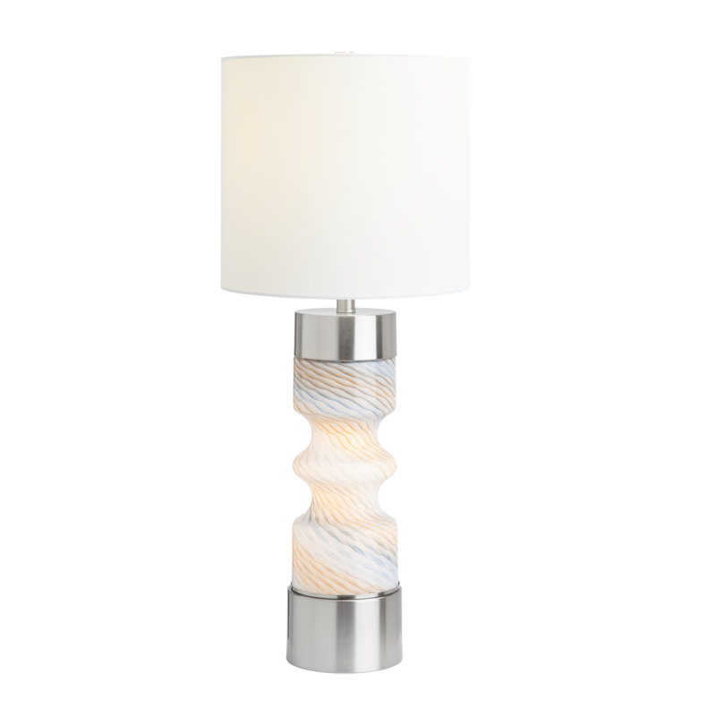 30.25" Metal Table Lamp With White Shade