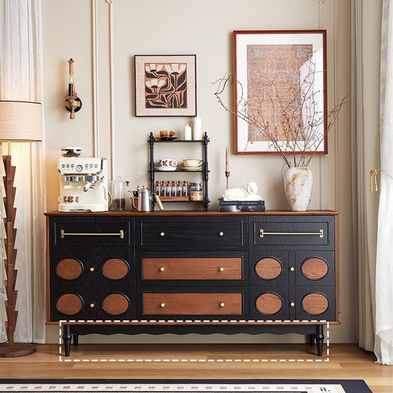 Black&Walnut Solid Wood Sideboard