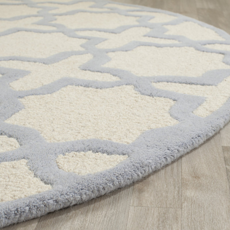 Igna Hand Tufted Wool Geometric Rug, Round 6'