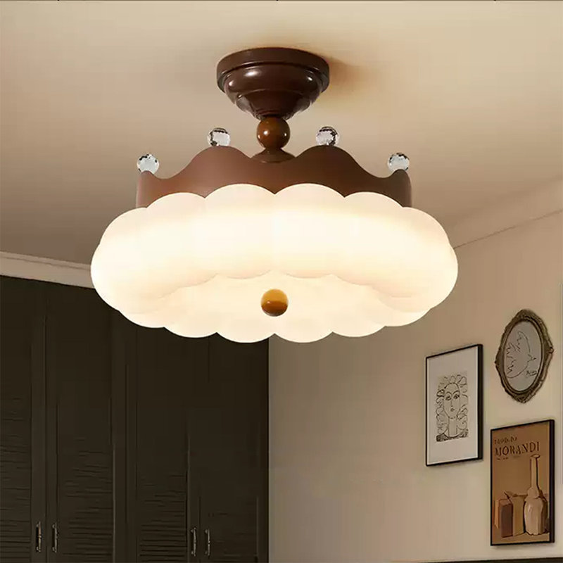Lustre en fer de style français rétro avec éclairage tricolore réglable