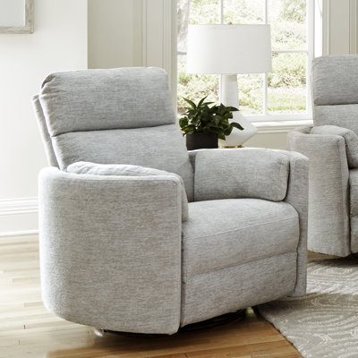 Bre Jelissa 40" W Polyester Upholstered Swivel Recliner with Integrated USB Port 