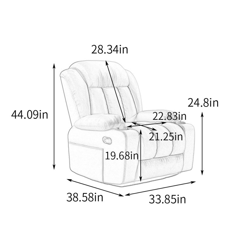 Fauteuil inclinable de salon avec porte-gobelet, Beige gris