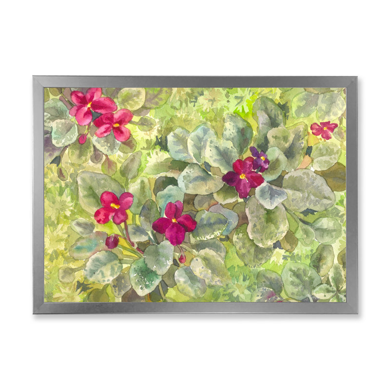 «Blossoming Mauve bourgogne», reproduction d'art sur toile encadrée, H 16 po x l 32 po x P 1 po, Cadre photo argenté