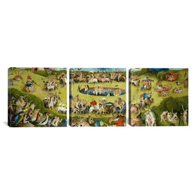 Ensemble de 3 reproductions d’art sur toile tendue, "haut du panneau central" à partir du jardin des délumières de terre Hieronymus Bosch