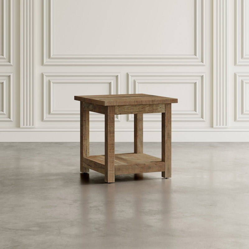 Pembroke Reclamation Rustic Reclaimed Solid Wood Square End Table With Storage Shelf