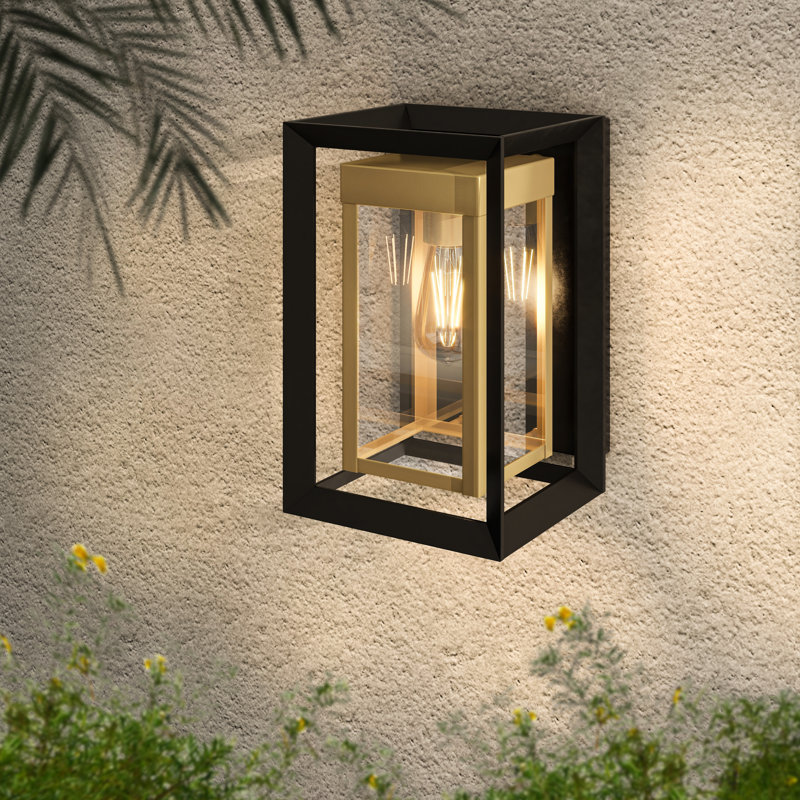 Deshwana Gold/Matte Black 30cm H Outdoor Wall Lantern
