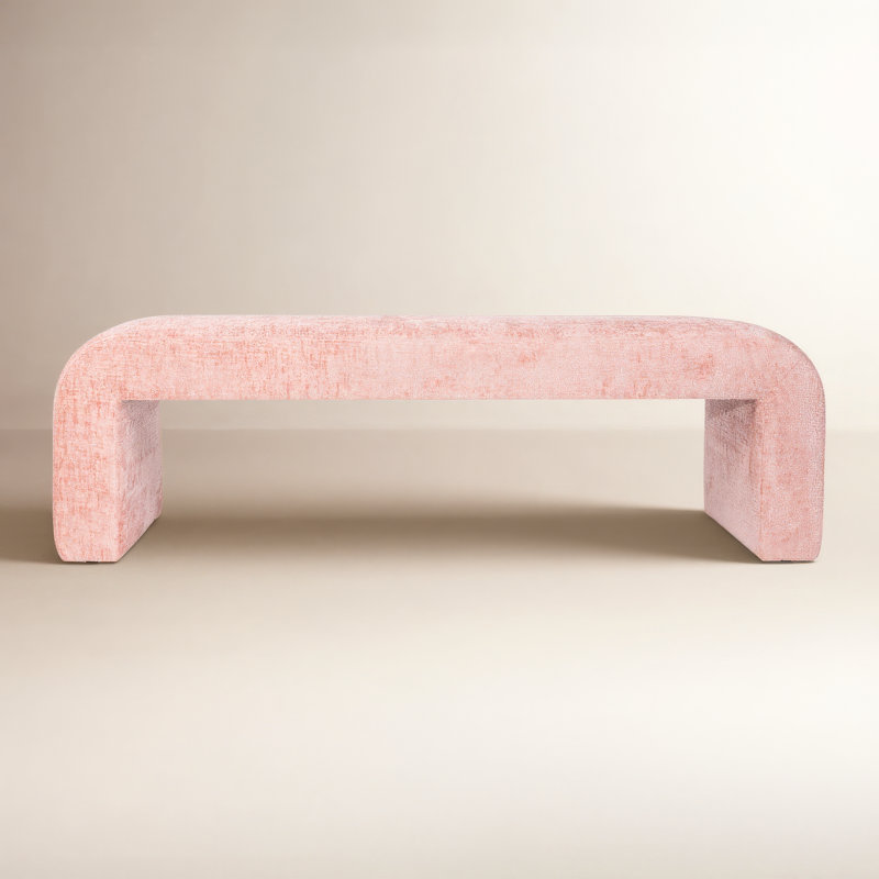 Diedrick Polyester Upholstered Bench, Gwen Pink Microsuede, 19" H x 60" W x 18" D