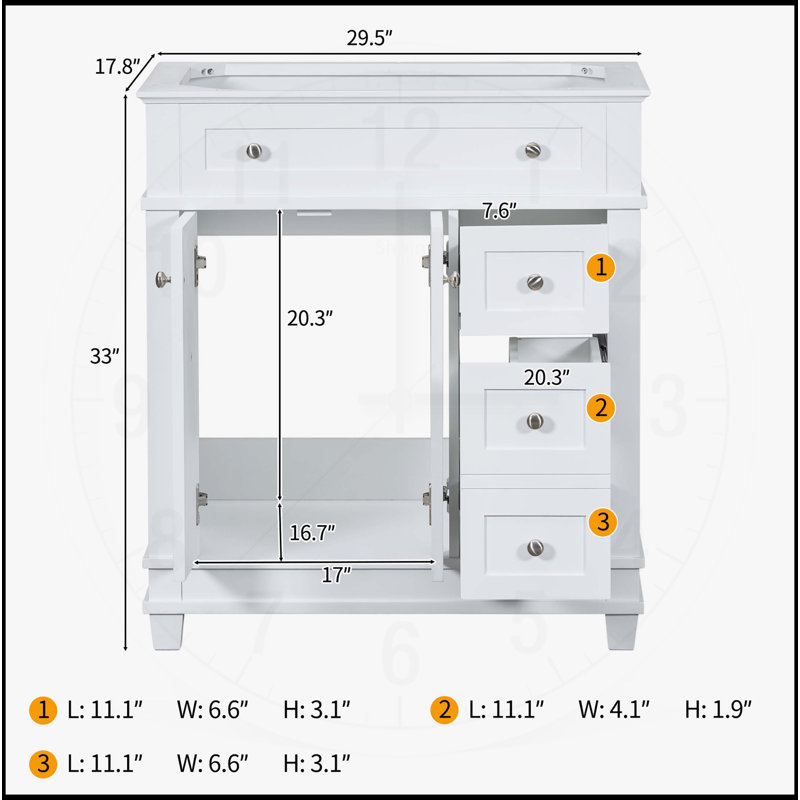 30" Bathroom Vanity Cabinet without Sink