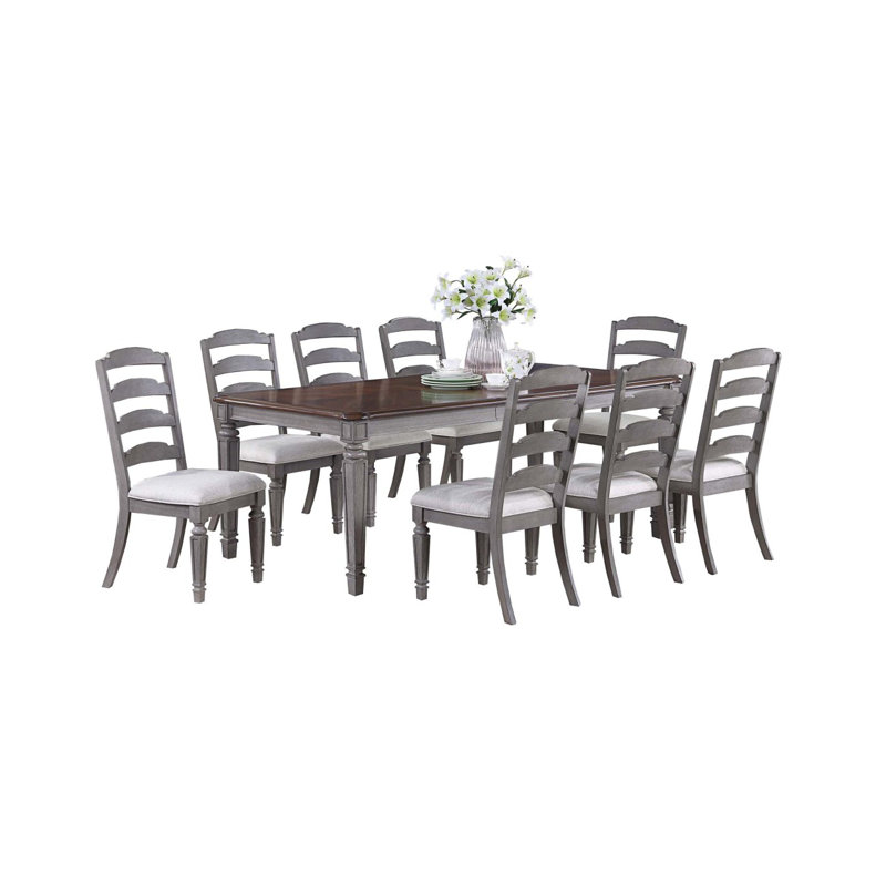 Mobilier de salle à manger moderne de style contemporain gris clair et cerisier 1pc