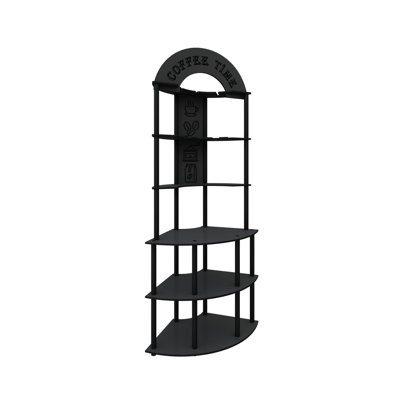 Élégant support à café avec pieds en bois, finition noire, 31,1 po x 17,7 po x 70,9 po | Fabrication 100% bois aggloméré, design durable et élégant | Parfait pour le salon, la station de café moderne et les besoins de réception