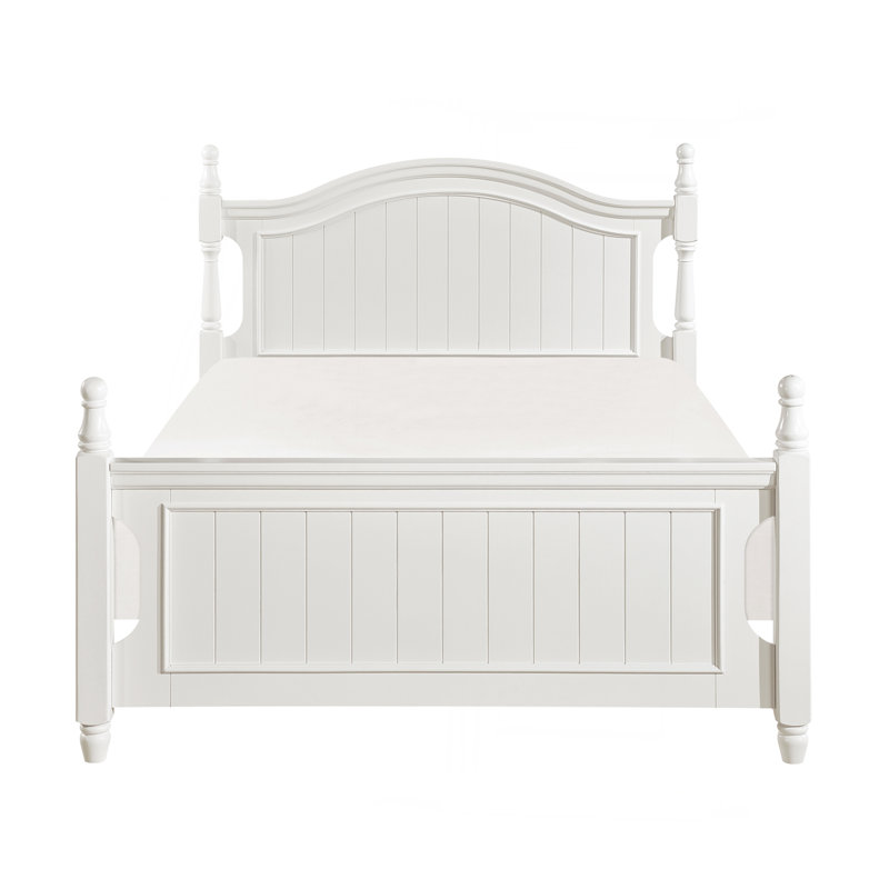 Classic White Finish 1Pc Poster Bed Wooden Traditional Bedroom Furniture Unique Style Headboard Footboard, Full