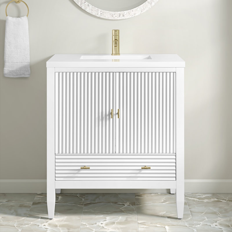 Myrrin 30" W Single Vanity, White Zeus Silestone with Backsplash, Bright White, Single-Hole