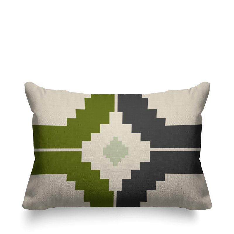 Coussin intérieur / extérieur Kele Southwestern, Chartreuse
