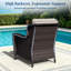 Fauteuils de patio en osier pour 2 personnes avec repose-pieds, table d'appoint et coussins beiges en PE-927864183