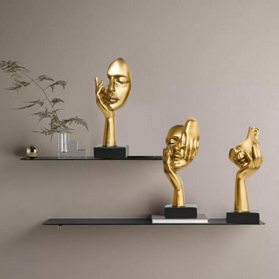 3 pièces de statues penseurs, sculptures de décoration intérieure, décorations de tablettes, décorations de table