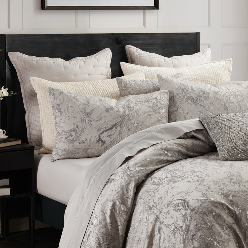 Liquid Marble Duvet Cover, Gray, King Duvet Cover
