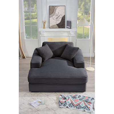 Amelia Extra Large Corduroy Comfy Chaise Lounges Sofa Bed With Deep Seat by Latitude Run