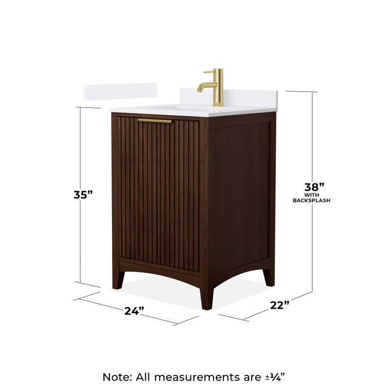 Palmilla 48" Freestanding Single Bathroom Vanity with Cultured Marble Top, Brown / Brushed Nickel, 24", White Cultured Marble
