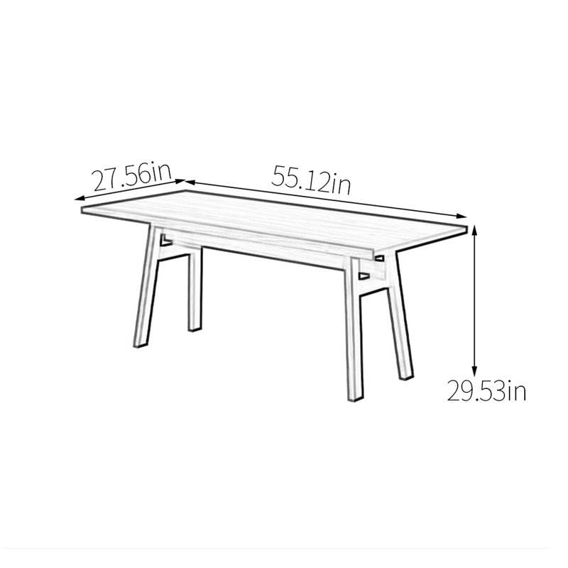 Walnut practical dining table, 29.53"H x 55.12"L x 27.56"W