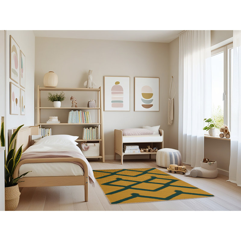Tapis brun treillis lavable à la machine, Rectangulaire 3 pi x 5 pi