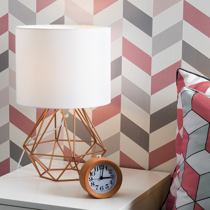 Bartelt Metal Table Lamp, Copper Base/White Shade, G, Yes