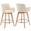 Lovetro 67.5cm H Swivel Counter Stools Linen Upholstered with Rubberwood Legs and Gold Footrest (Set of 2)-1017937909