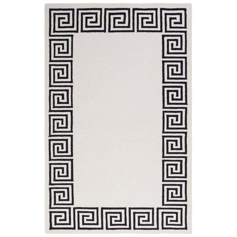 Tapis ivoire / noir Wommack Oakhur, Rectangulaire 3 pi x 5 pi