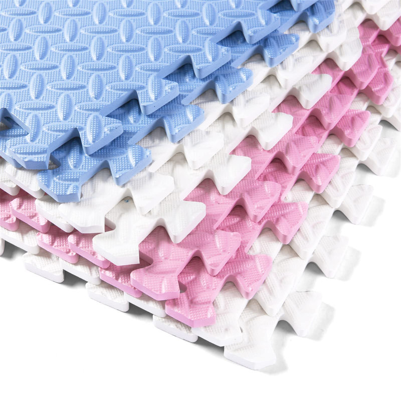 48'' L Interlocking Playmat, White/Pink/Light Blue