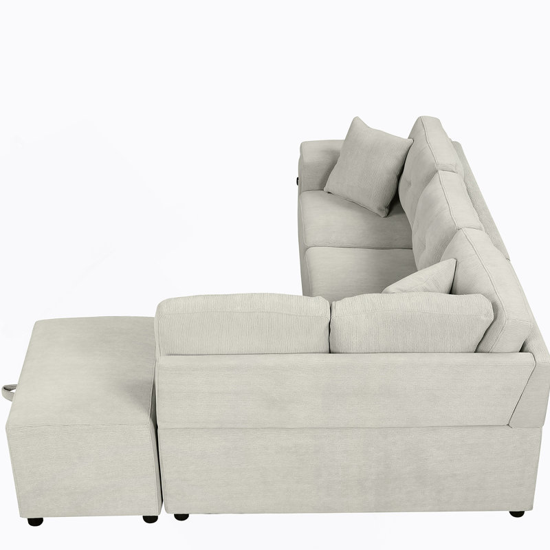 Canapé en chenille avec accoudoirs carrés, Gris