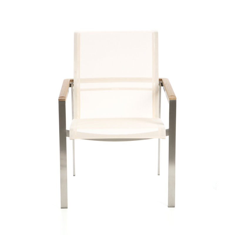 Tivoli Stacking Teak Patio Dining Arm Chair, No, Cream