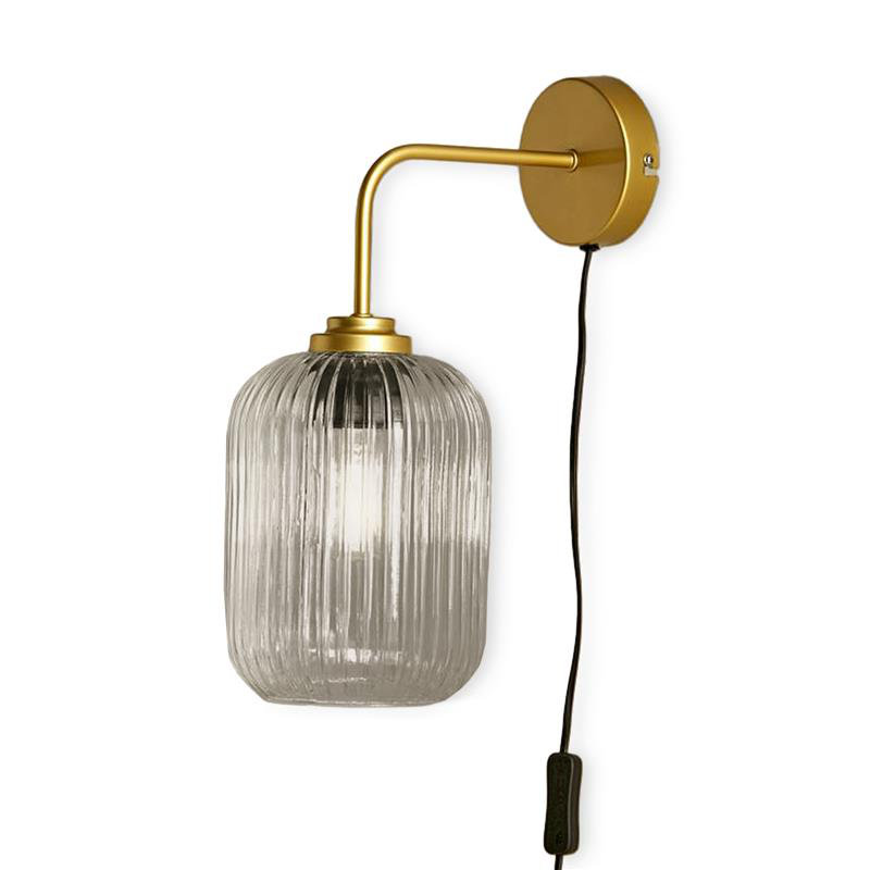 Showstead Plug in Wall Light Gold - Smoked Glass, Smoked Glass, Gold