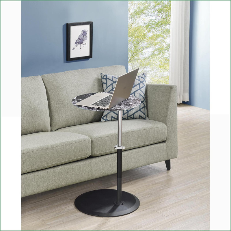 Table basse en marbre noir à hauteur réglable de 15,5 po Orbit pour le salon, compacte et polyvalente, Noir