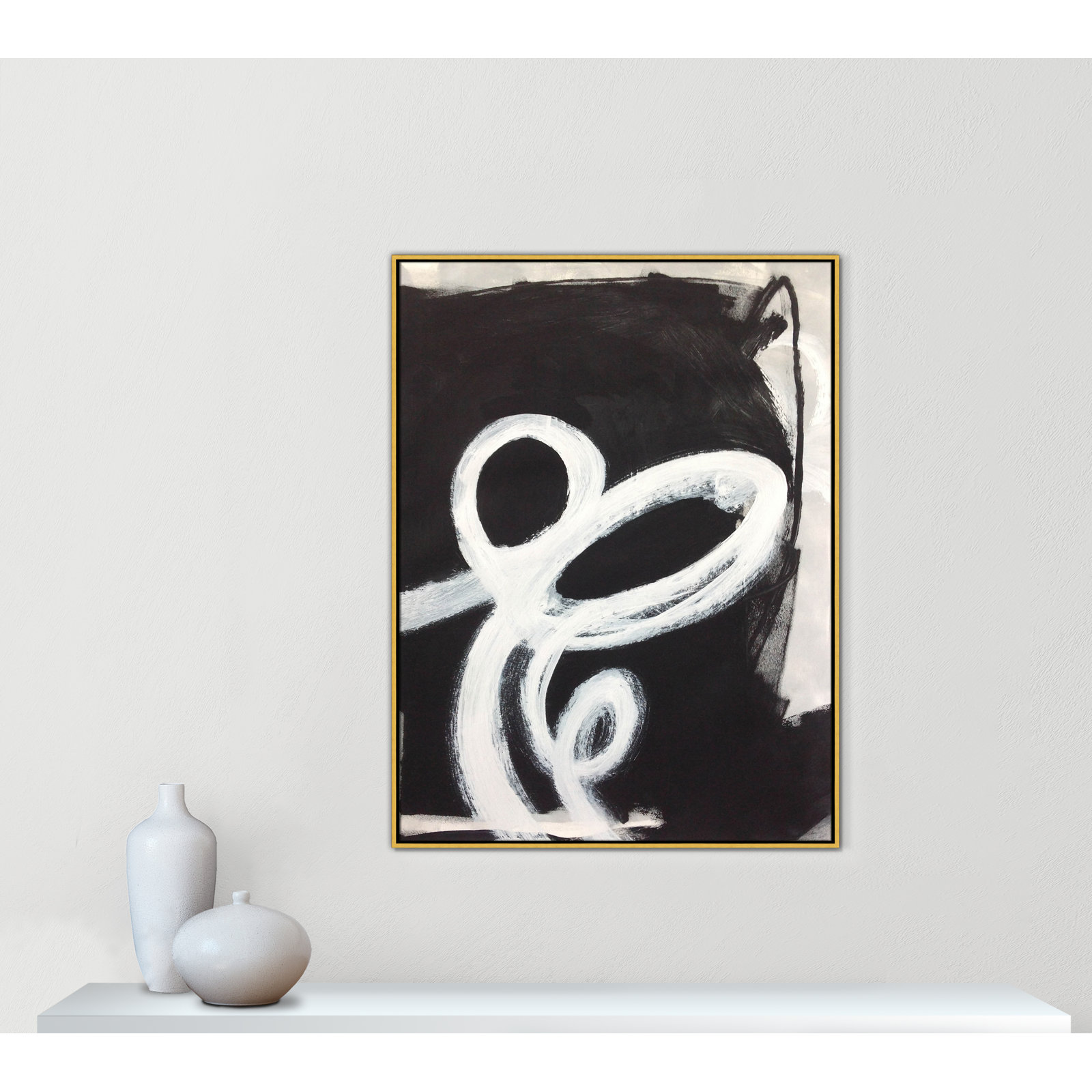Bronte "Swirly Swirls II" Print, 49.5" H x 37.5" W x 2" D, Gold Floater Framed, No Mat
