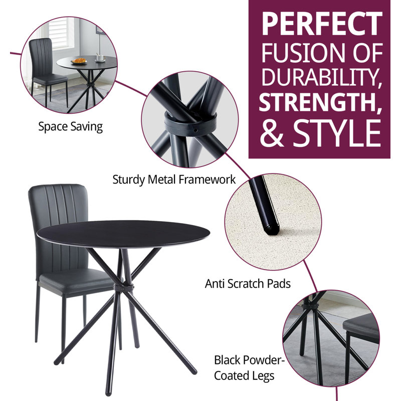 Rumaldo 2 - Person Dining Set, Black