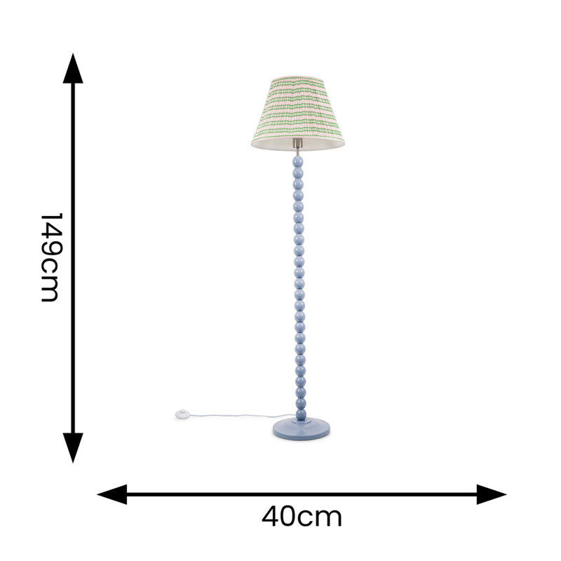 Bobbles 149cm Traditional Floor Lamp, Powder Blue