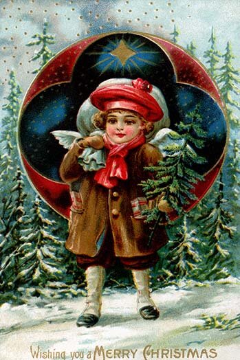 May Your Christmas Be Happy Painting by Vintage Postcard - Fine